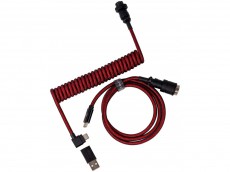 Keychron Premium Coiled Aviator USB-C Cable Angled Red