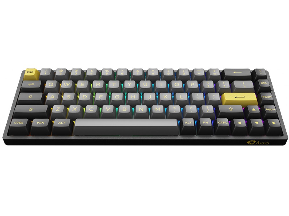 Akko Black&Gold 3068B 65% Bluetooth RGB Double-Shot PBT Hot-Swap Silver Keyboard, picture 2