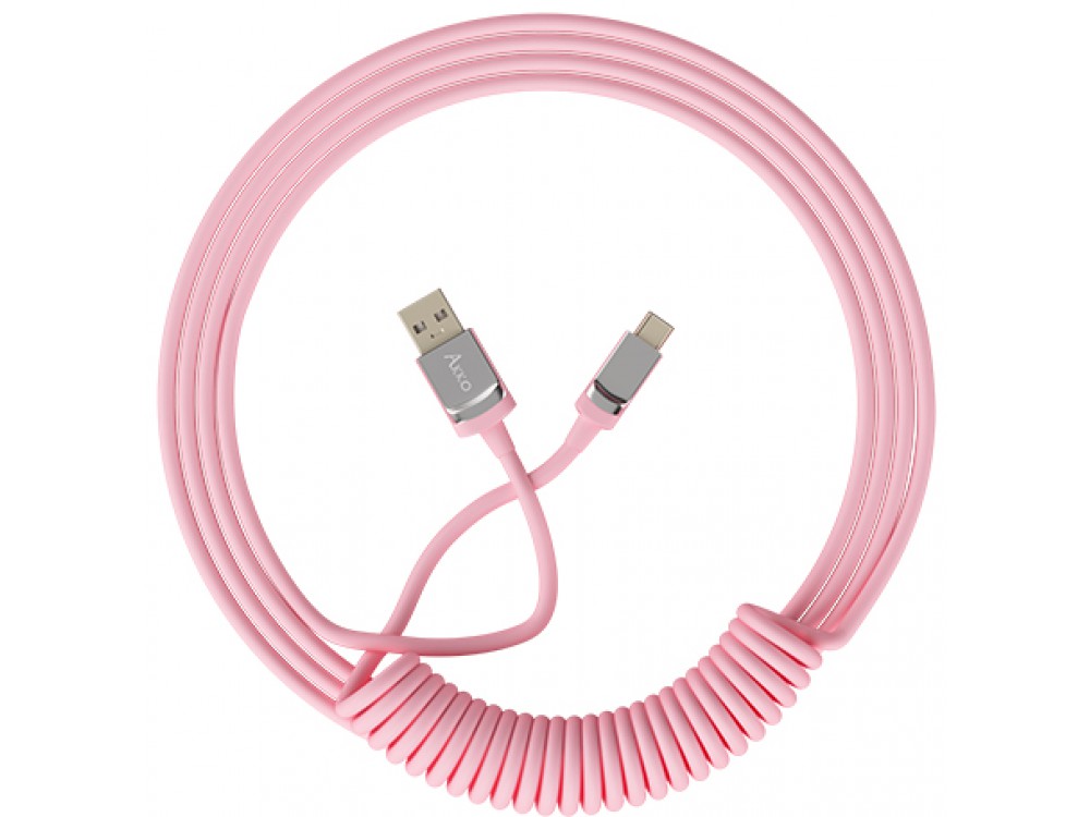 Akko Coiled Cable USB-C to USB-A Pink
