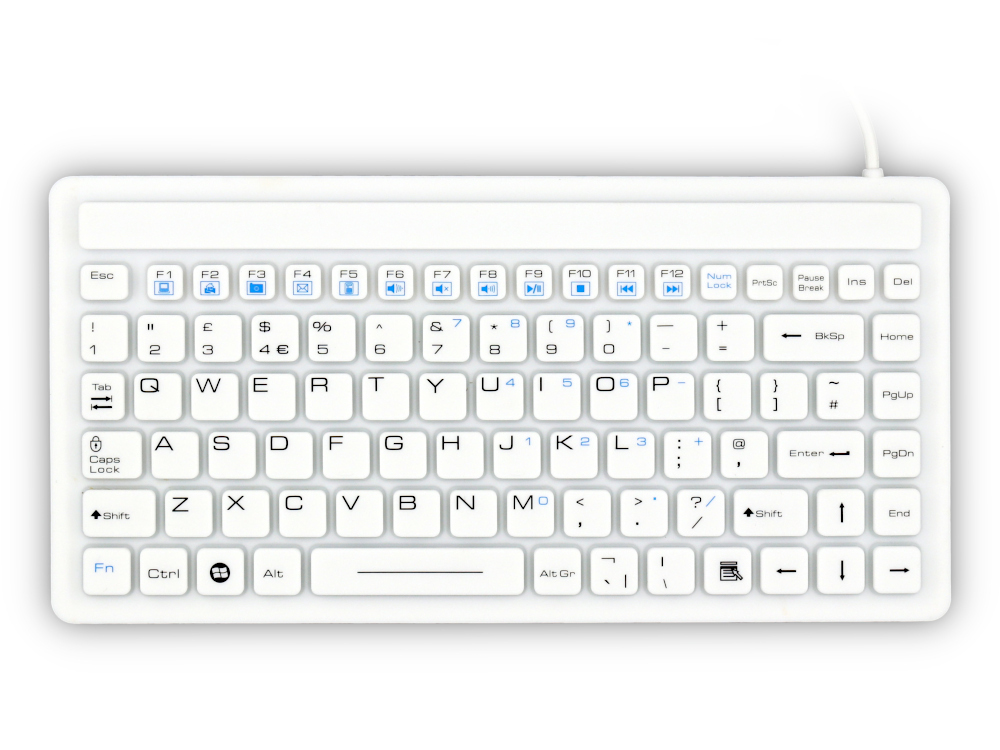 Antimicrobial Sealed Mini Silicone Keyboard White IP68, picture 1