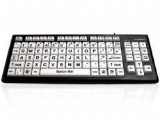Large Key Black on White Keyboard with 2 Port USB Hub