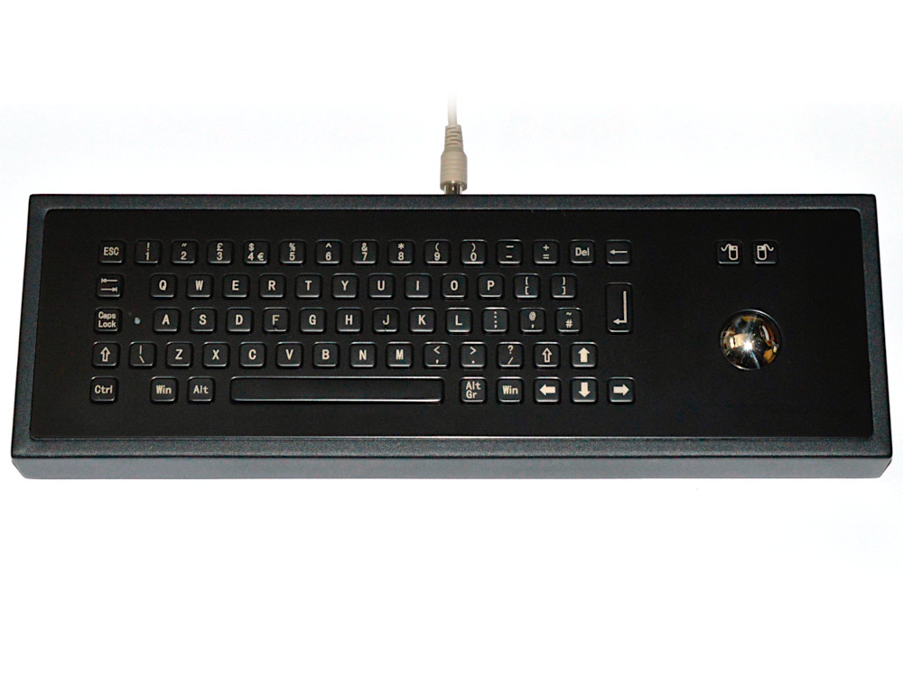 Black Stainless Steel IP65 IK07 Industrial Trackball Vandal Proof Keyboard, picture 1