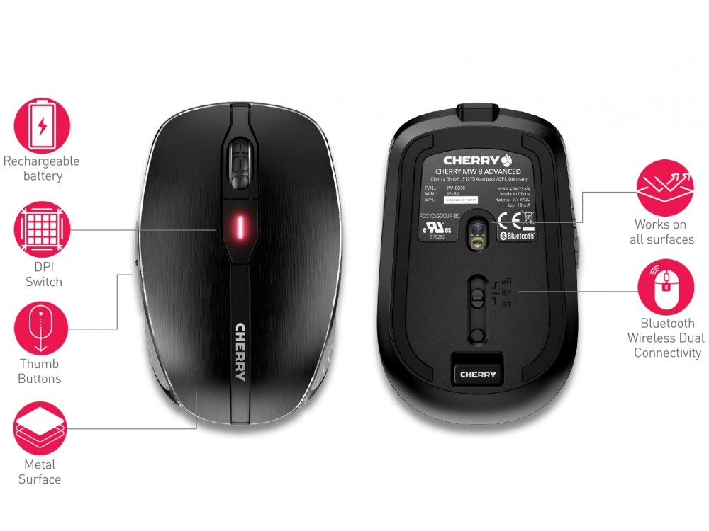 CHERRY Bluetooth & Wireless Mouse MW 8 ADVANCED : JW-8000 ...