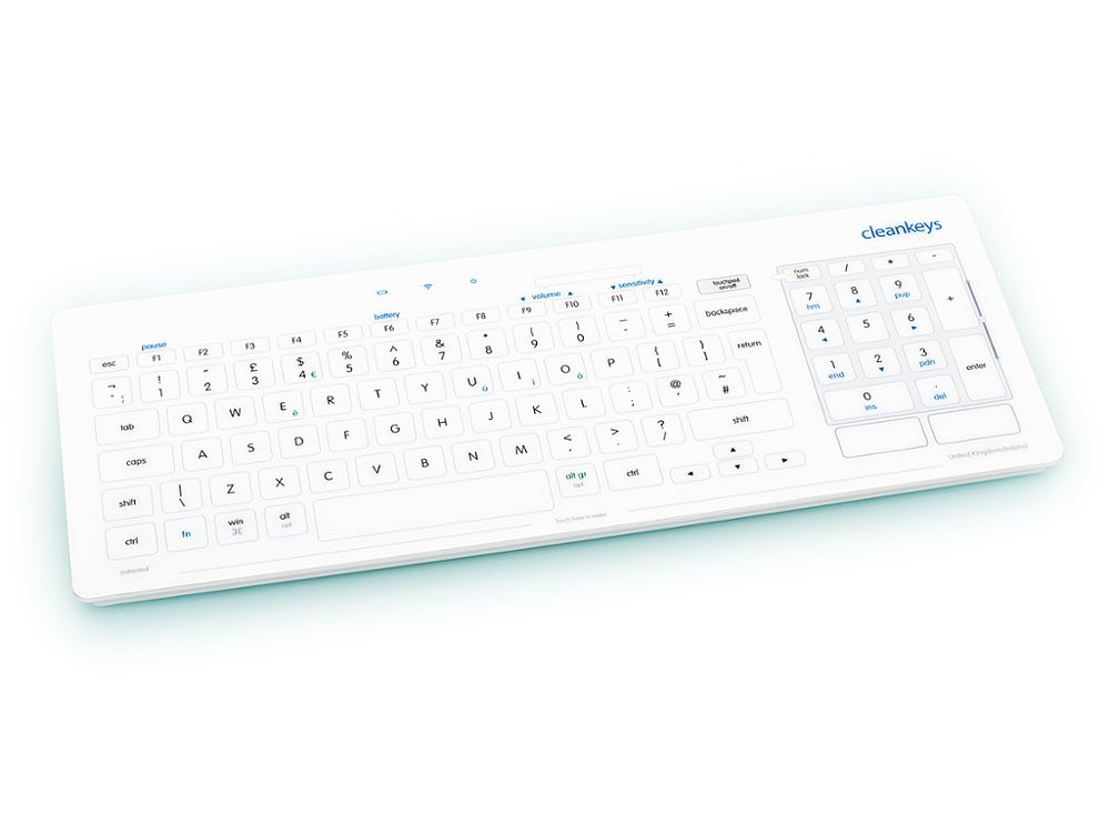 Cleankeys Wireless Glass Easy Clean Medical Keyboard, picture 1
