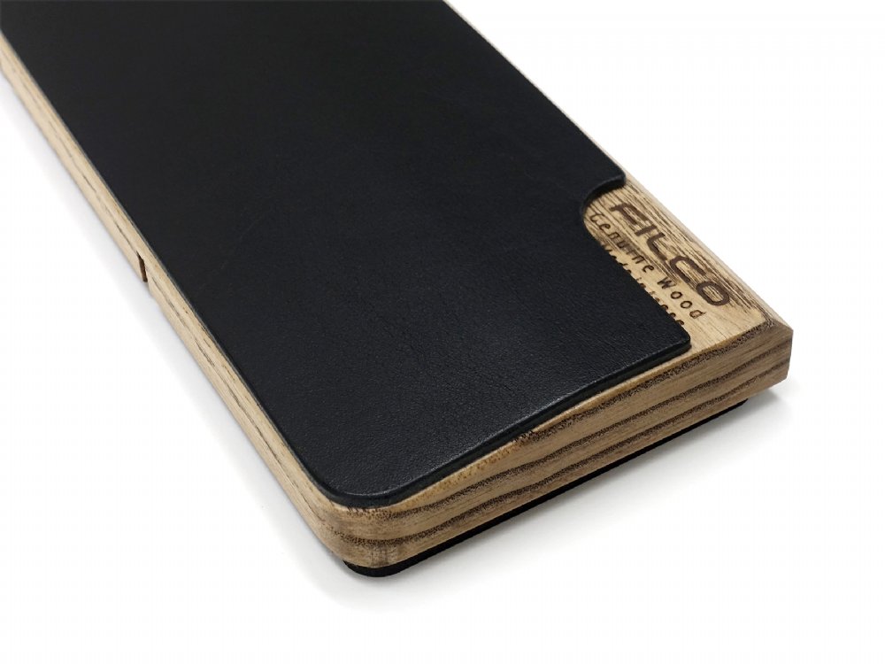 Filco Luxury Black Leather and Genuine Wood Palm Rest Large