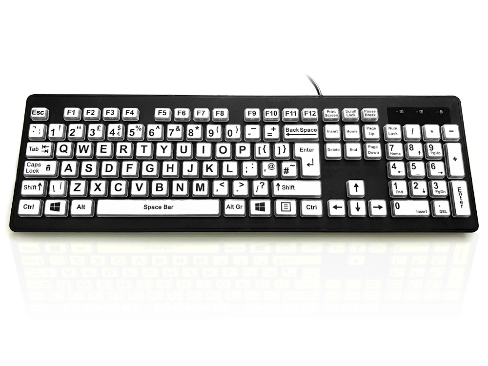 High Contrast Large Legend Keyboard Black on White