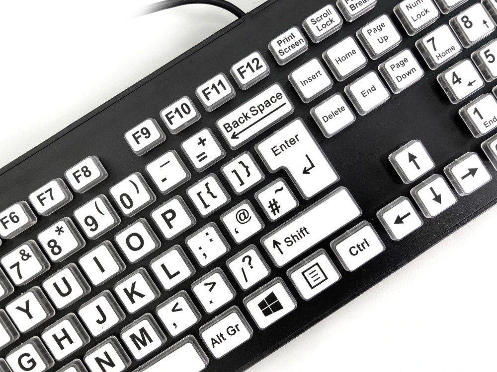 High Contrast Large Legend Keyboard Black on White