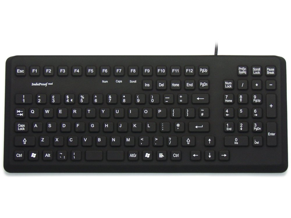 InduKey Induproof Med Antimicrobial Compact Silicone Keyboard IP68 Black, picture 1
