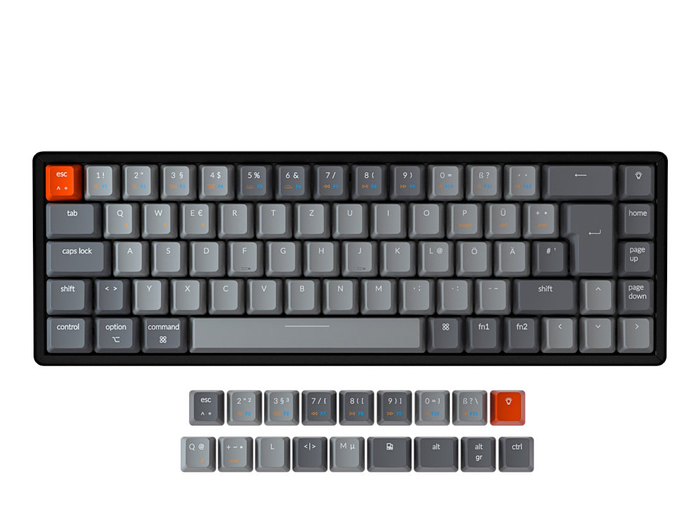 German Keychron K6 Bluetooth RGB Backlit Click Aluminium Mac/PC 65% Keyboard