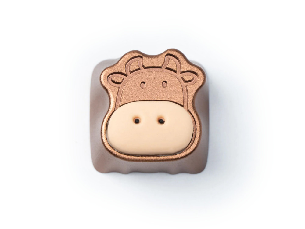 Cute Cow Aluminum Alloy Artisan Keycap Brown, picture 2