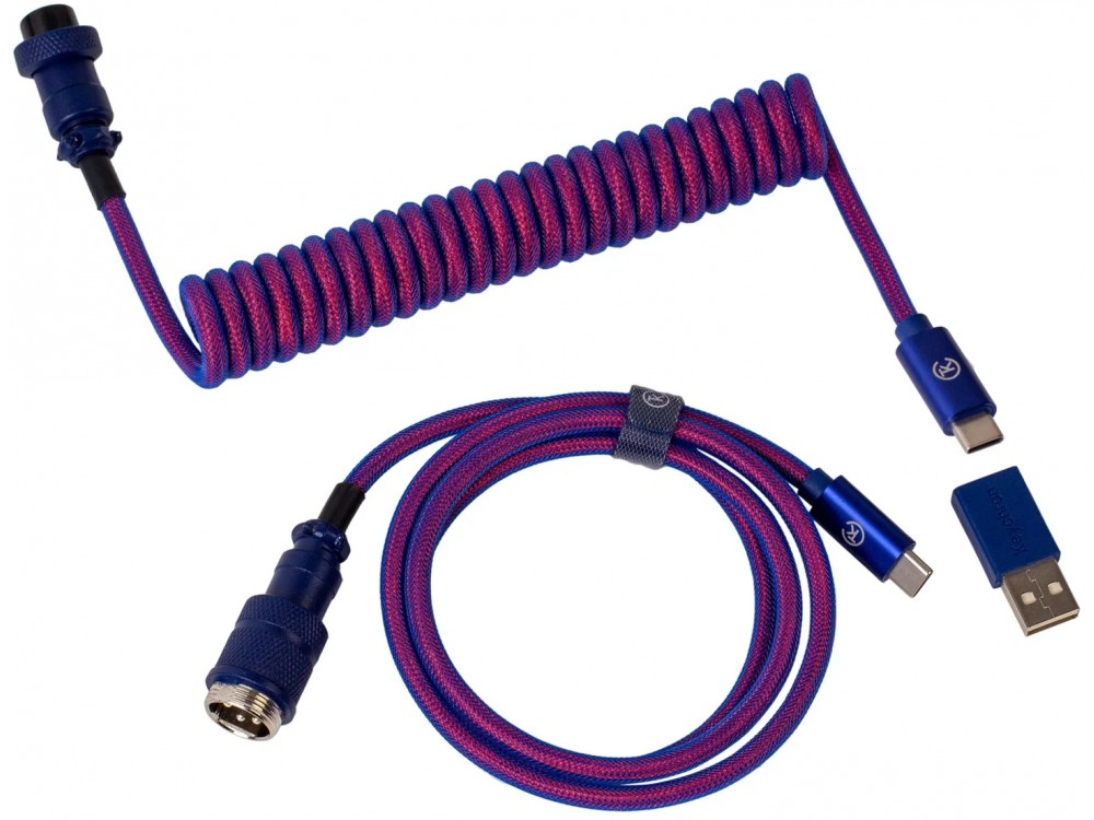 Keychron Premium Coiled Aviator USB-C Cable Straight Purple, picture 1