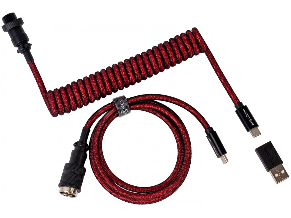Keychron Premium Coiled Aviator USB-C Cable Straight Red