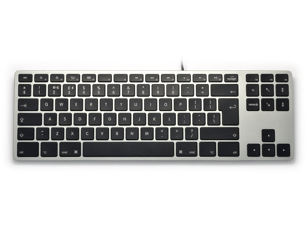 UK Matias Wired Aluminum Tenkeyless RGB Backlit Keyboard for Mac Space Grey, picture 1