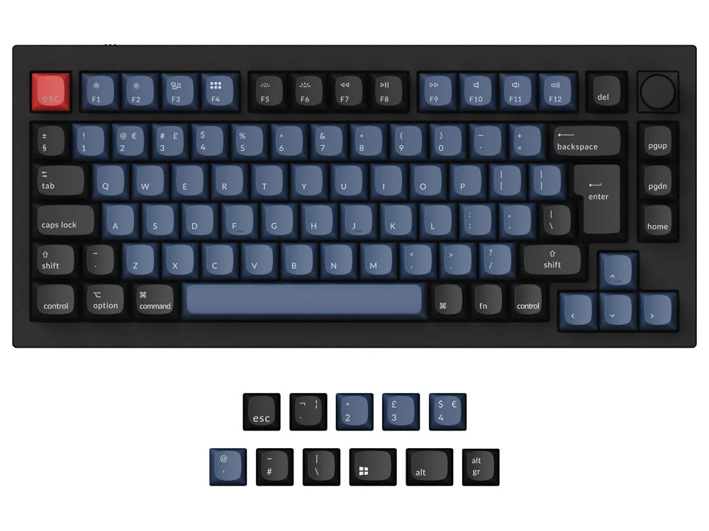 UK Keychron Q1 V2 QMK RGB Linear Aluminium Mac/PC Carbon Black Custom Keyboard with Knob, picture 1