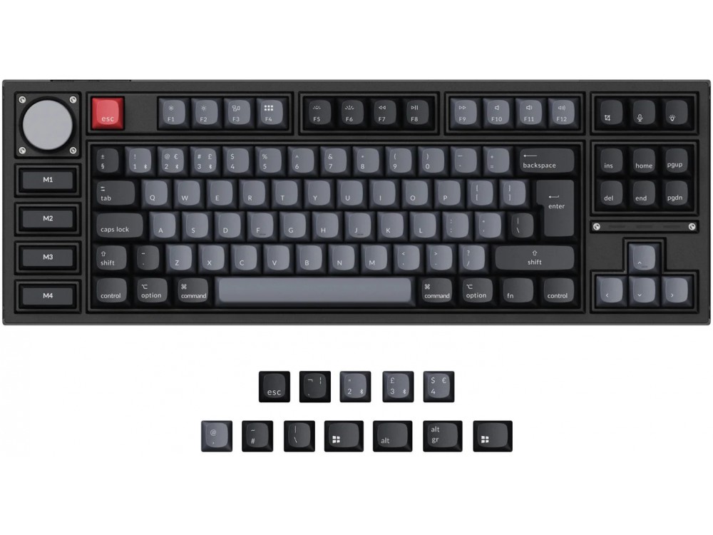UK Keychron Q3 Pro QMK Bluetooth RGB Hard Tactile Aluminium Mac/PC Carbon Black Custom Keyboard with Knob