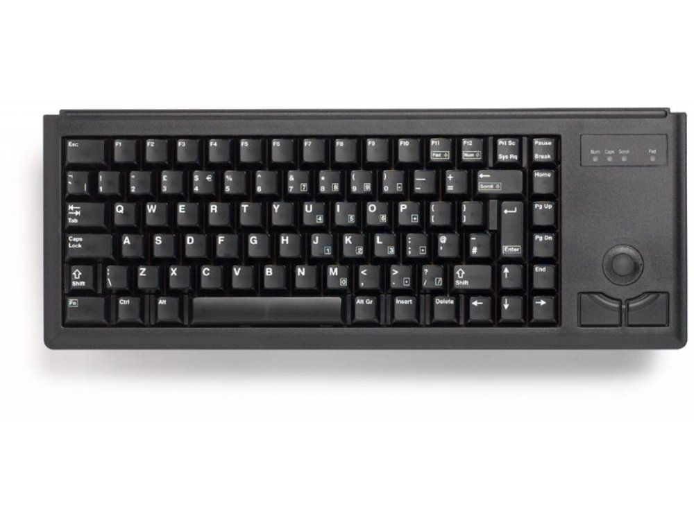 CHERRY Mini keyboard, Black, USB with built in Trackball