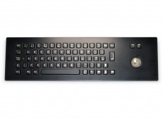 Stainless Steel IP65 Panel Mount Industrial Trackball Keyboard - Over Panel Black
