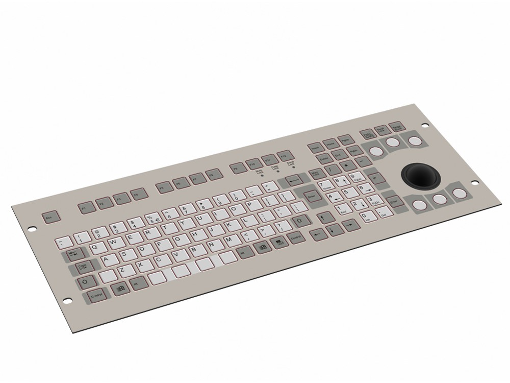 Tipro Standard layout Rack Mount Keyboard with integrated 38 mm trackball USB