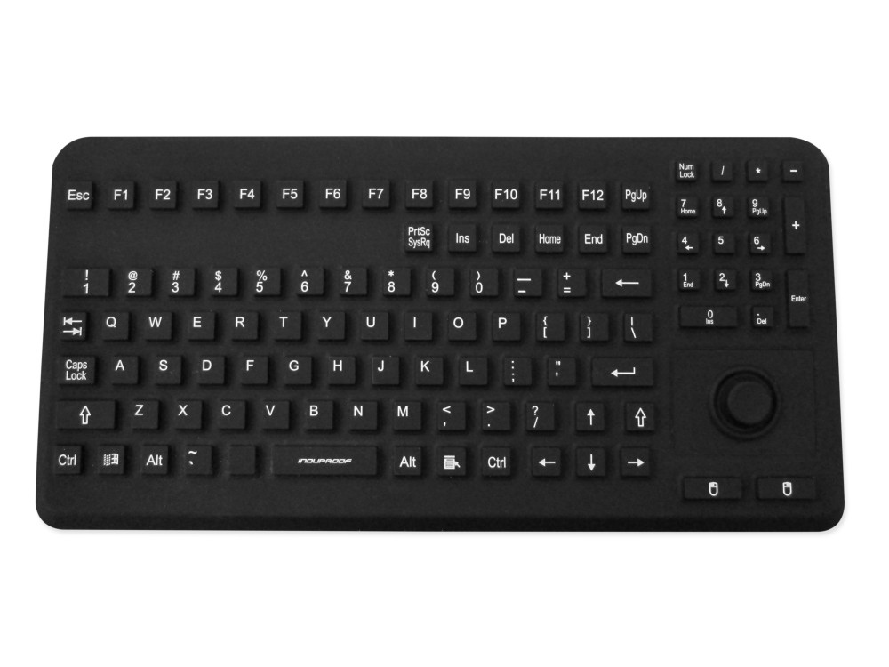 Induproof Advanced Compact Silicone IP68 Mouse Button Keyboard Black