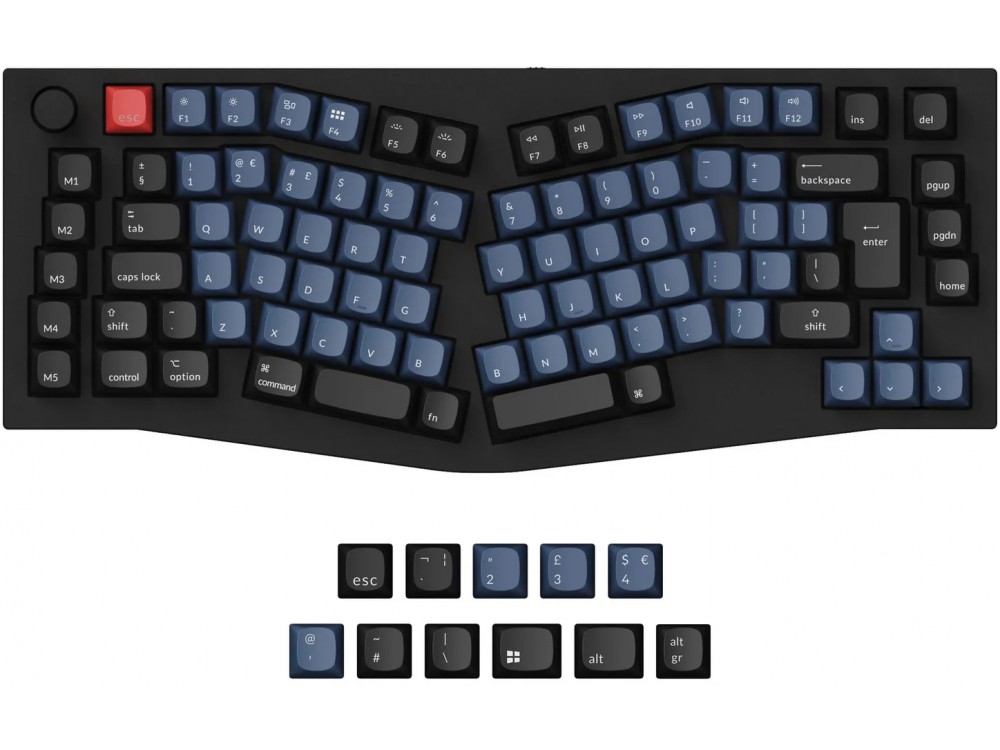 UK Keychron Q10 Ergo QMK RGB Linear Aluminium Mac/PC Carbon Black Custom Keyboard with Knob, picture 1