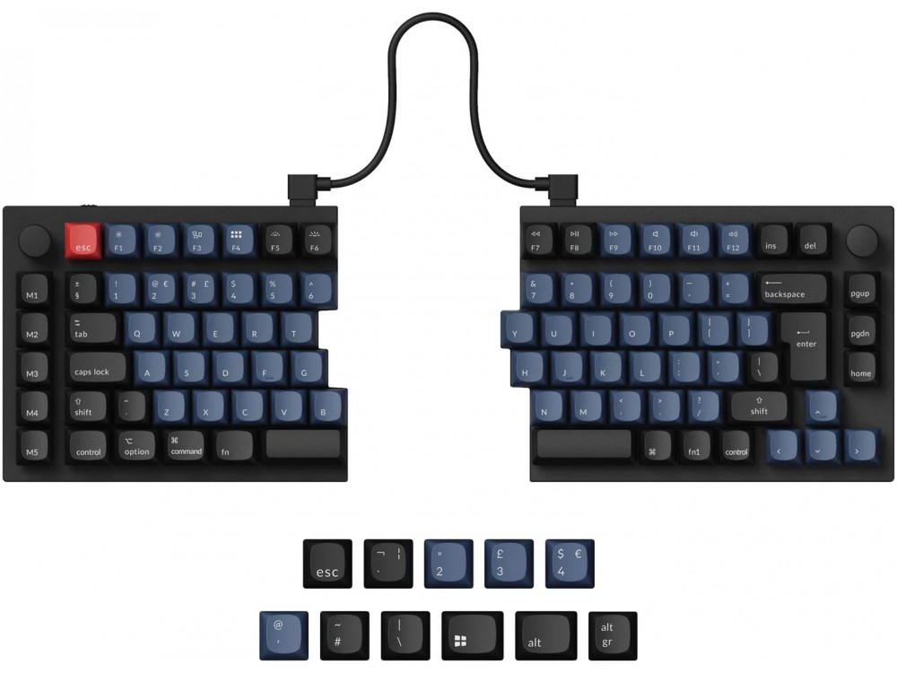 UK Keychron Q11 Split Ergo QMK RGB Aluminium Mac/PC Carbon Black Tactile Custom Keyboard with Knob, picture 1
