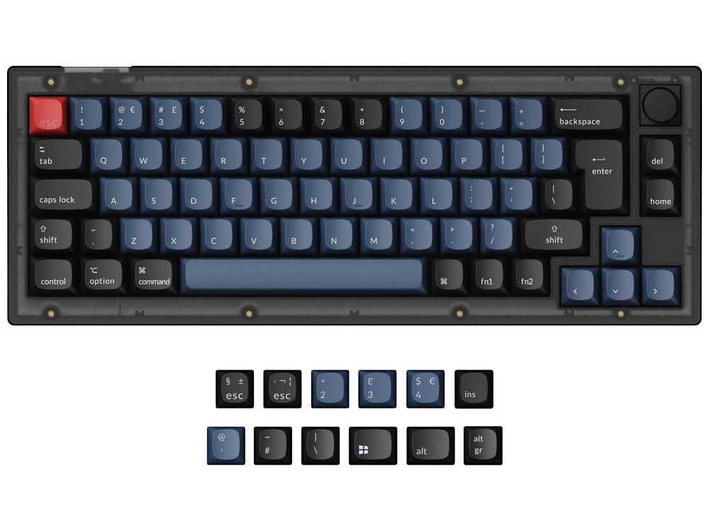 UK Keychron V2 QMK RGB Linear Mac/PC Frosted Black Custom Keyboard with Knob