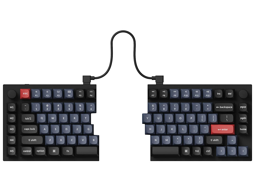 USA Keychron Q11 Split Ergo QMK RGB Aluminium Mac/PC Carbon Black Linear Custom Keyboard with Knob, picture 1