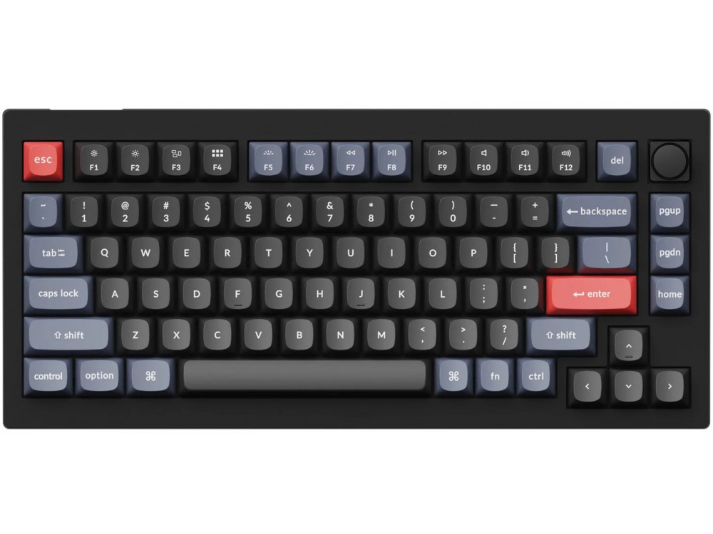 USA Keychron V1 QMK RGB Tactile Assembled Mac/PC Carbon Black Custom Keyboard with Knob, picture 1