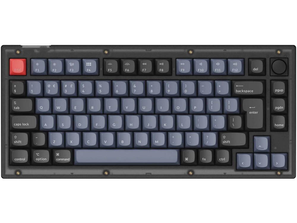 UK Keychron V1 QMK RGB Tactile Assembled Mac/PC Frosted Black Custom Keyboard with Knob, picture 1