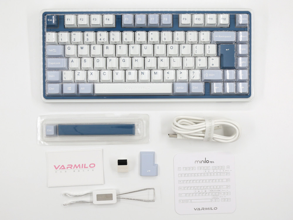V302 UK Varmilo Minilo Bluebell Tri-Mode RGB Double-Shot Hot-Swap Silent Keyboard