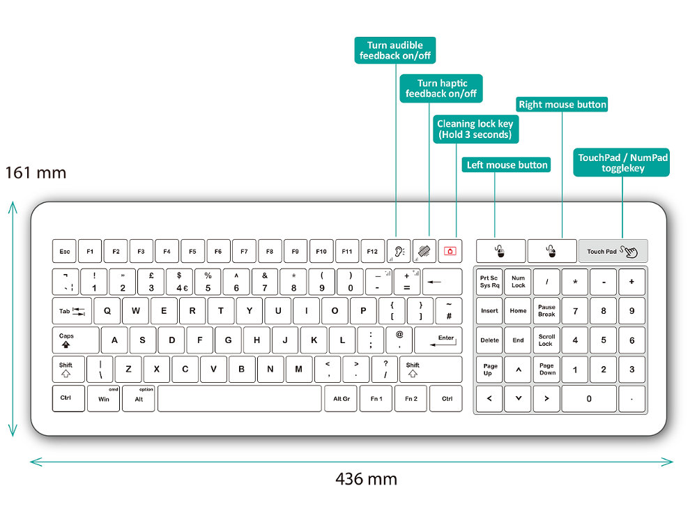Medical Glass Easy Clean Touchpad Keyboard, picture 3