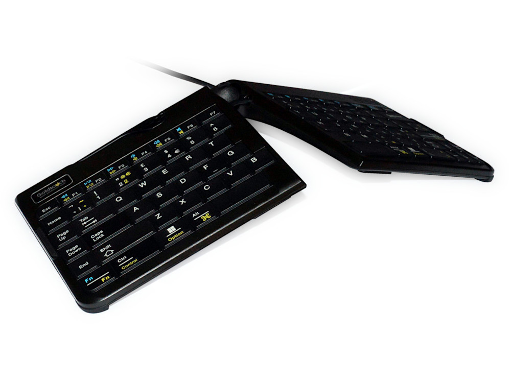 Black ergonomic Goldtouch travel go2 keyboard