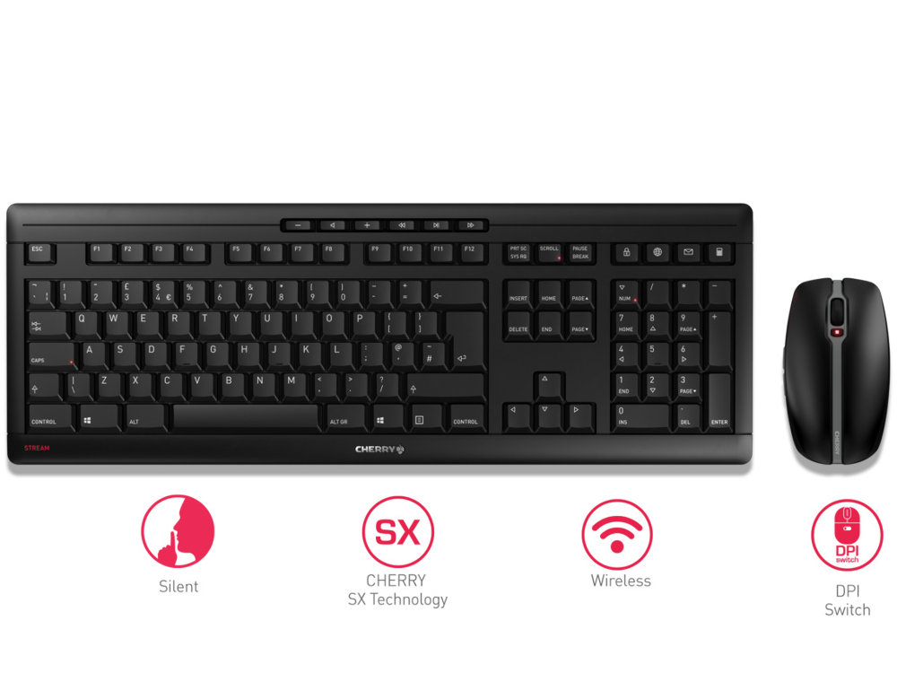 CHERRY STREAM DESKTOP Quiet Wireless Keyboard and Mouse Set