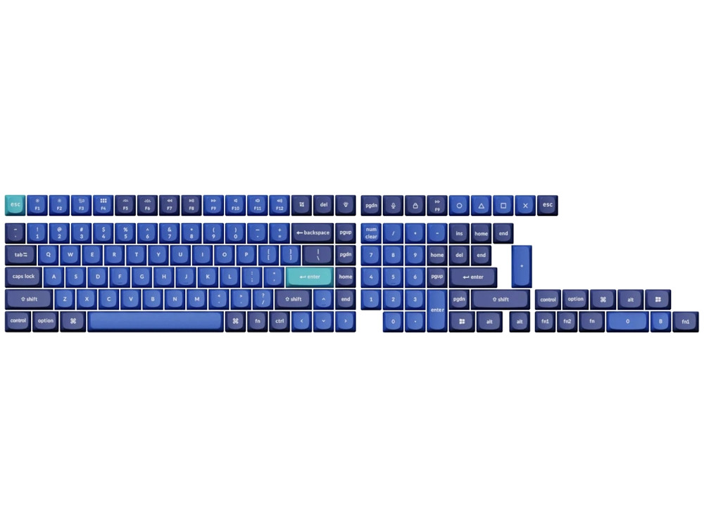 Double Shot PBT OSA Light and Dark Blue US Full Keycap Set