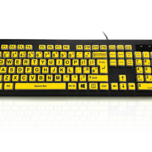 High Visibility Large Legend Keyboard Black on Yellow