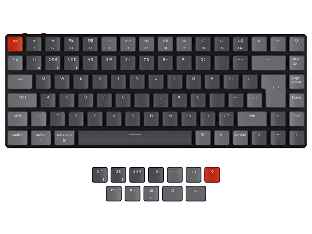 K3 RGB bluetooth aluminium ultra-slim keyboard UK large-1