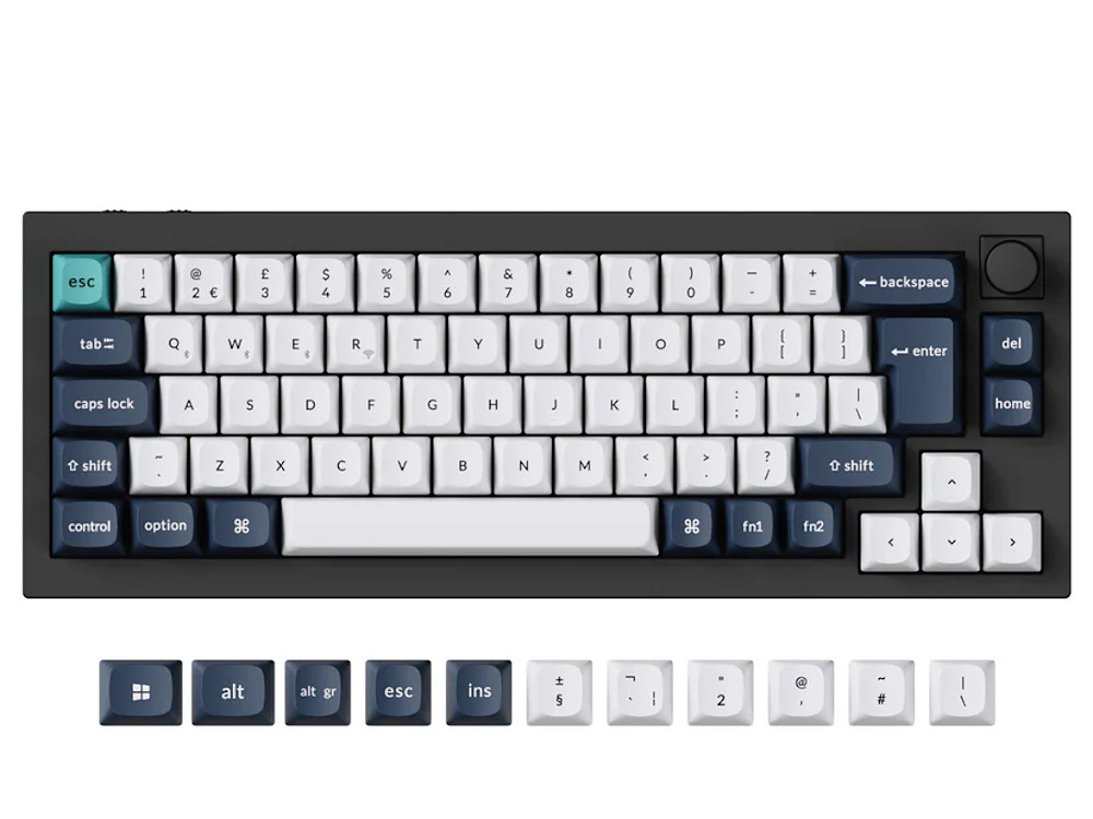 Q2 max 2.4g Bluetooth black RGB assembled aluminium knob keyboard UK large-1