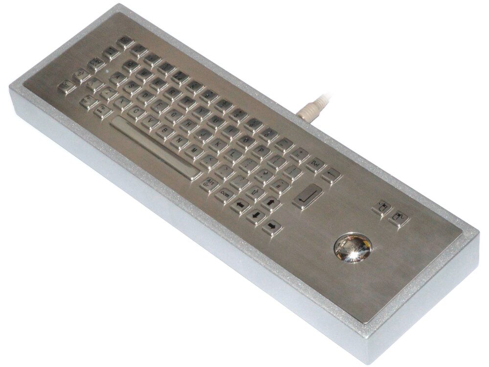 Stainless Steel IP65 IK07 Industrial Trackball Vandal Proof Keyboard from The Keyboard Company