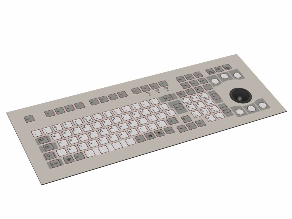 Tipro Standard layout Panel Mount Keyboard with integrated 38 mm trackball USB