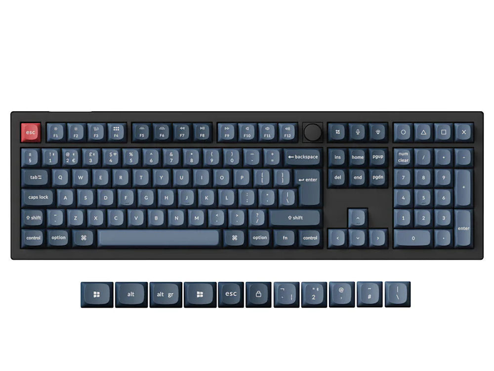 UK v6 max black RGB QMK Bluetooth 2.4g keyboard with knob large-1