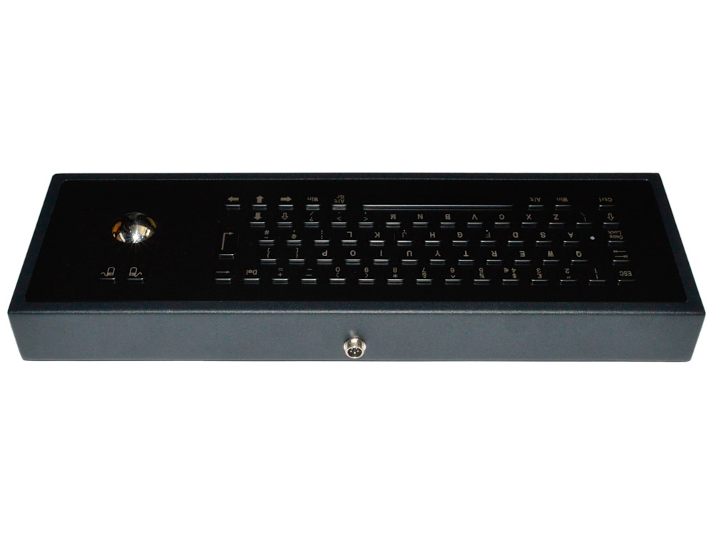 Black stainless steel vandal proof trackball keyboard