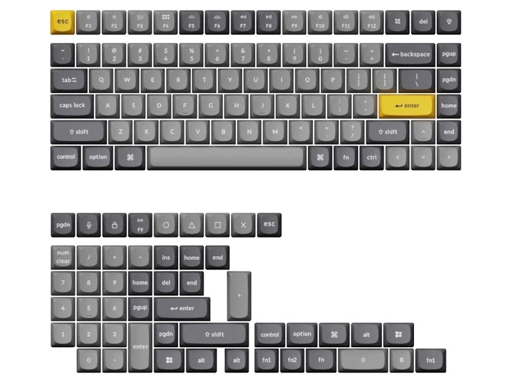 Double-shot PBT osa full keycap set US ANSI light and dark grey