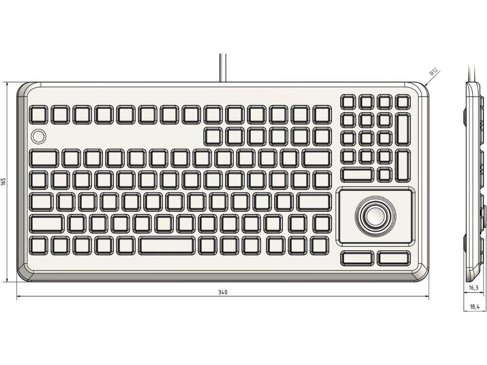 Induproof advanced compact silicone mousebutton keyboard ip68