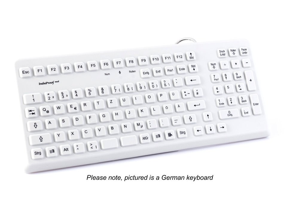 InduKey Induproof Med Antimicrobial Compact Silicone Keyboard IP68 Grey