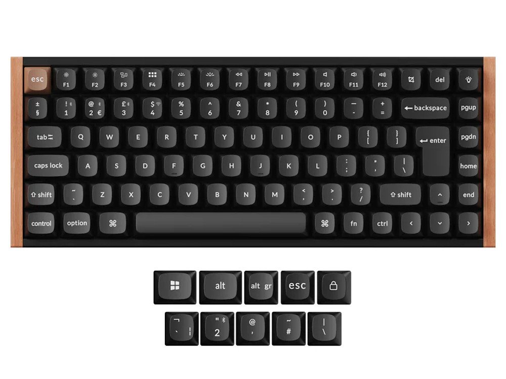 UK Keychron K2 HE QMK 2.4G BT RGB Magnetic Wood Aluminium Mac/PC Keyboard Black