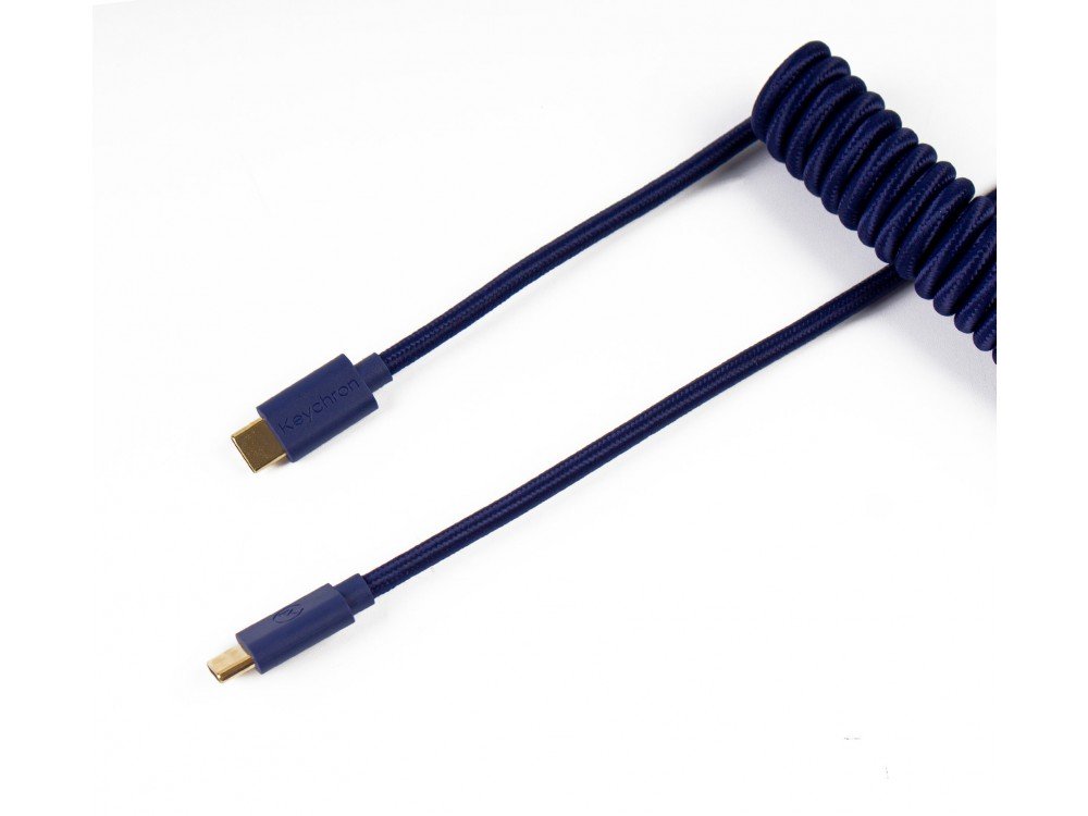 Keychron custom coiled aviator usb-c cable blue
