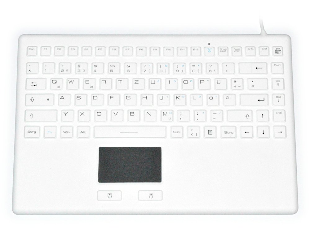 German Medical Sealed IP-68 Silicone Touchpad Keyboard White