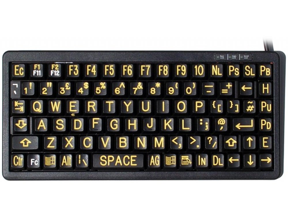 Mini high visibility keyboard yellow on black large-1