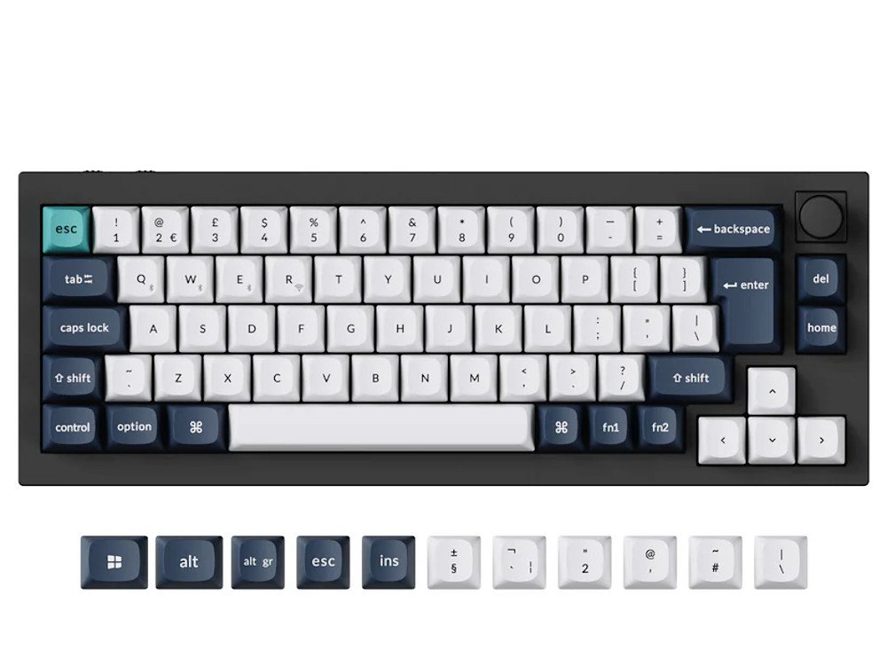 Q2 max 2.4g Bluetooth black RGB assembled aluminium knob keyboard UK large-1