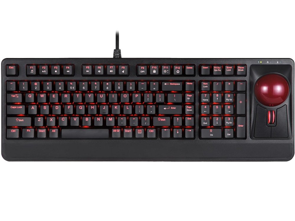 USA Rack Layout RGB Hub Keyboard with Large Trackball 55mm and Scroll